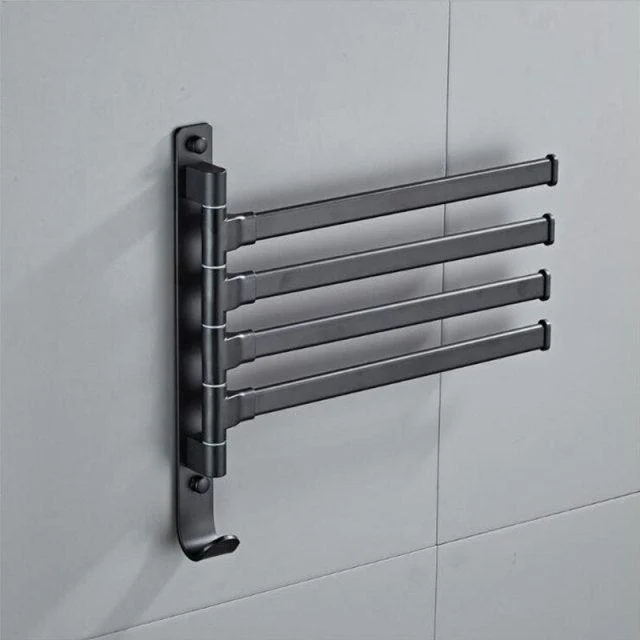 Matte Black Bathroom Swivel Towel Bar Space Saving Swinging Rack -Bathlova