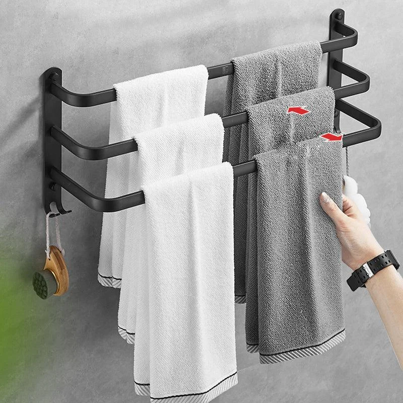 Matte Black Contemporary Bathroom Accessory Set with Bath Shelf & Towel Bar -Bathlova