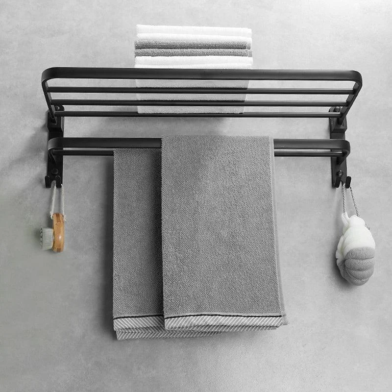 Matte Black Contemporary Bathroom Accessory Set with Bath Shelf & Towel Bar -Bathlova