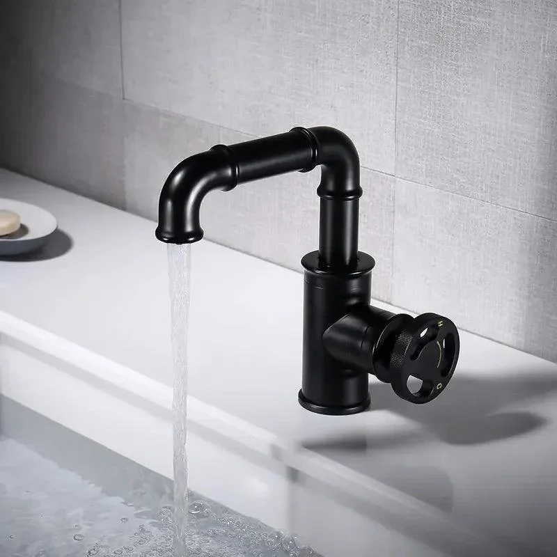 Matte Black Industrial Style Bathroom Taps Single Hole Water Mixer -Bathlova