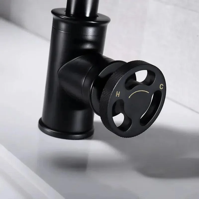 Matte Black Industrial Style Bathroom Taps Single Hole Water Mixer -Bathlova