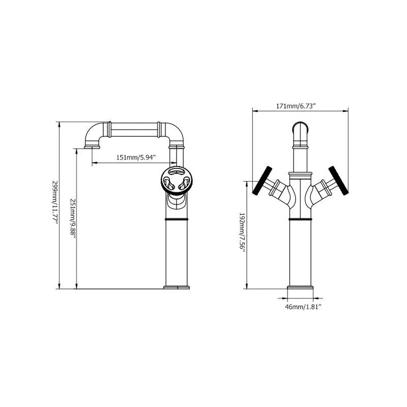 Matte Black Industrial Water Mixer Bathroom Tap -Bathlova