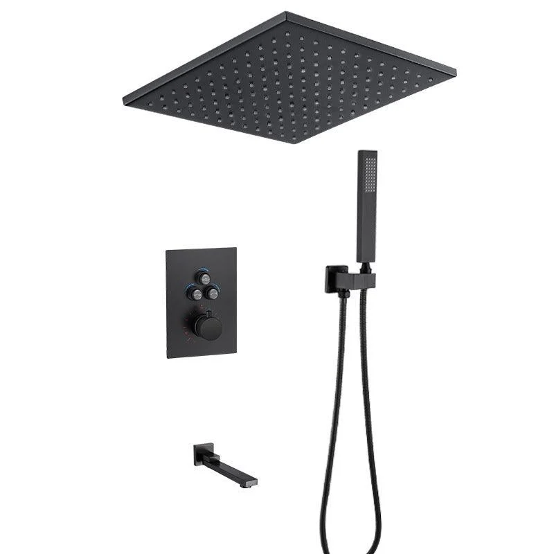 Matte Black Rain Shower System with Hand Shower Square Shower Set -Bathlova