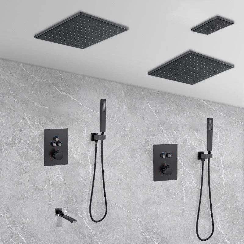 Matte Black Rain Shower System with Hand Shower Square Shower Set -Bathlova