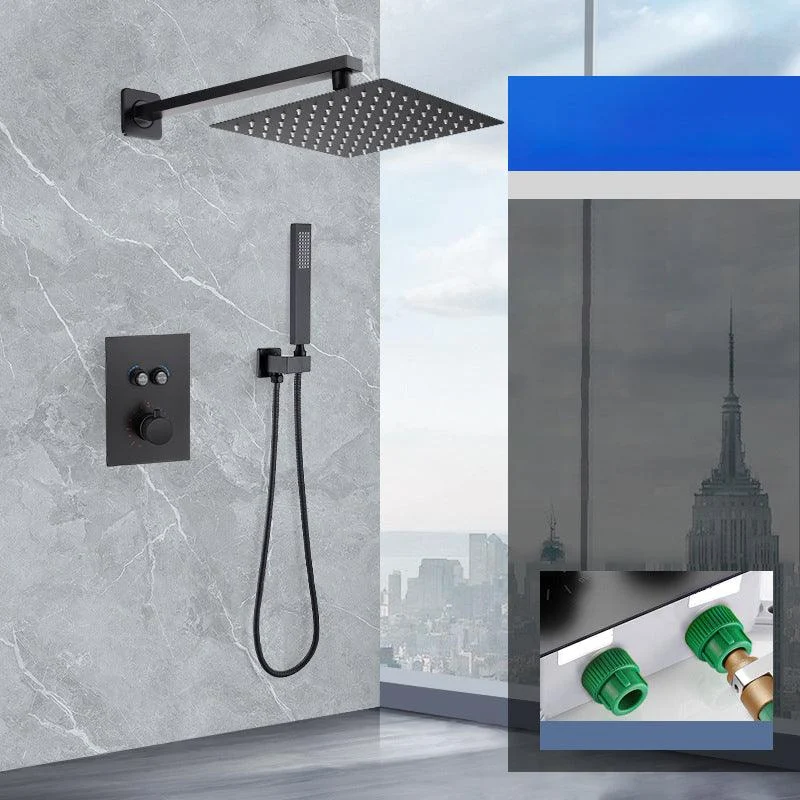 Matte Black Rain Shower System with Hand Shower Square Shower Set -Bathlova