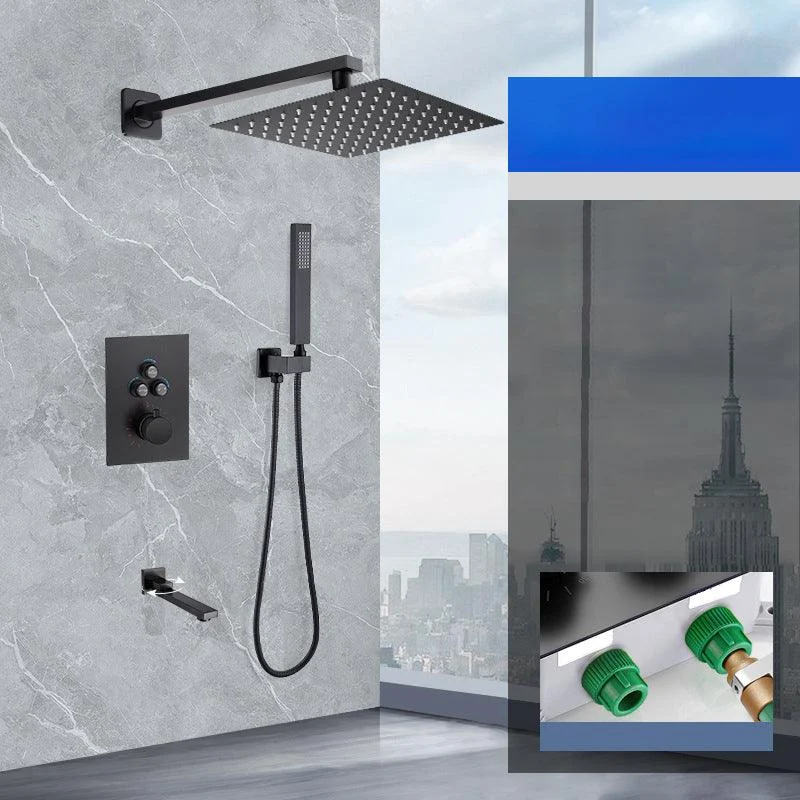 Matte Black Rain Shower System with Hand Shower Square Shower Set -Bathlova