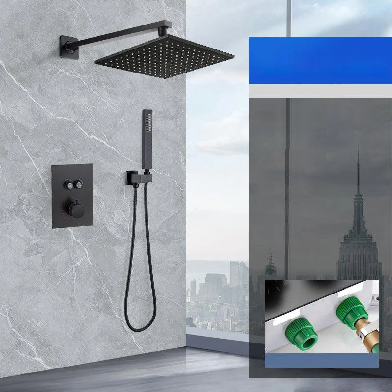 Matte Black Rain Shower System with Hand Shower Square Shower Set -Bathlova