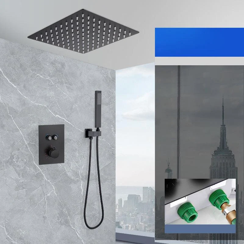 Matte Black Rain Shower System with Hand Shower Square Shower Set -Bathlova