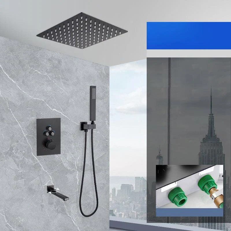 Matte Black Rain Shower System with Hand Shower Square Shower Set -Bathlova