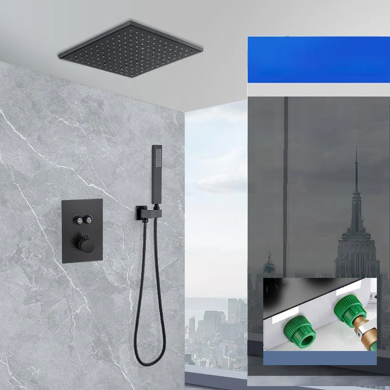 Matte Black Rain Shower System with Hand Shower Square Shower Set -Bathlova