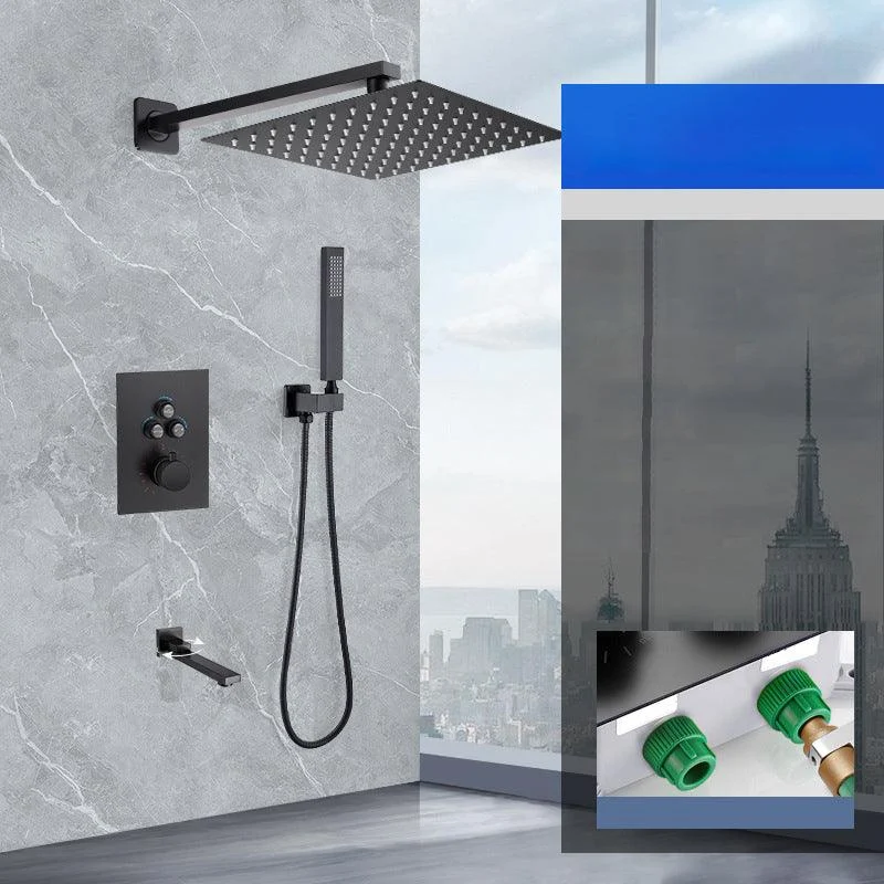 Matte Black Rain Shower System with Hand Shower Square Shower Set -Bathlova