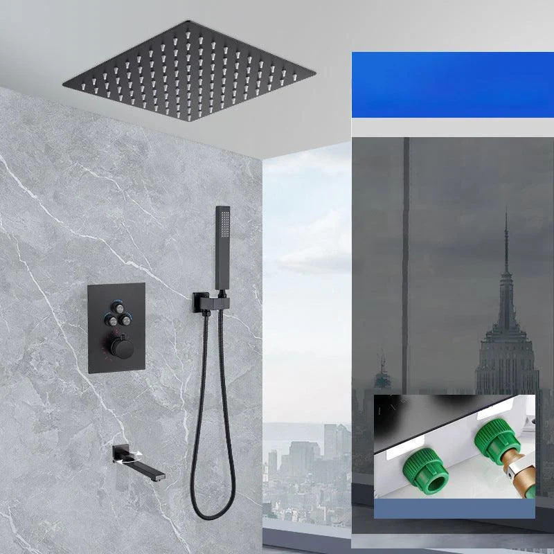 Matte Black Rain Shower System with Hand Shower Square Shower Set -Bathlova