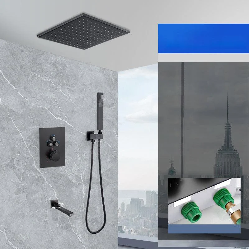 Matte Black Rain Shower System with Hand Shower Square Shower Set -Bathlova