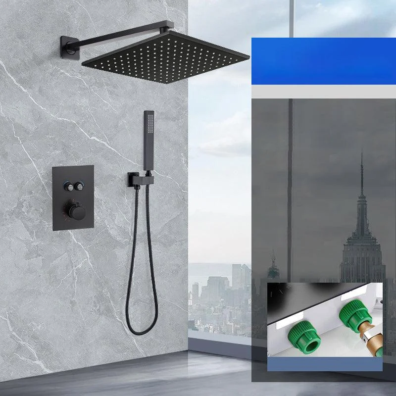 Matte Black Rain Shower System with Hand Shower Square Shower Set -Bathlova