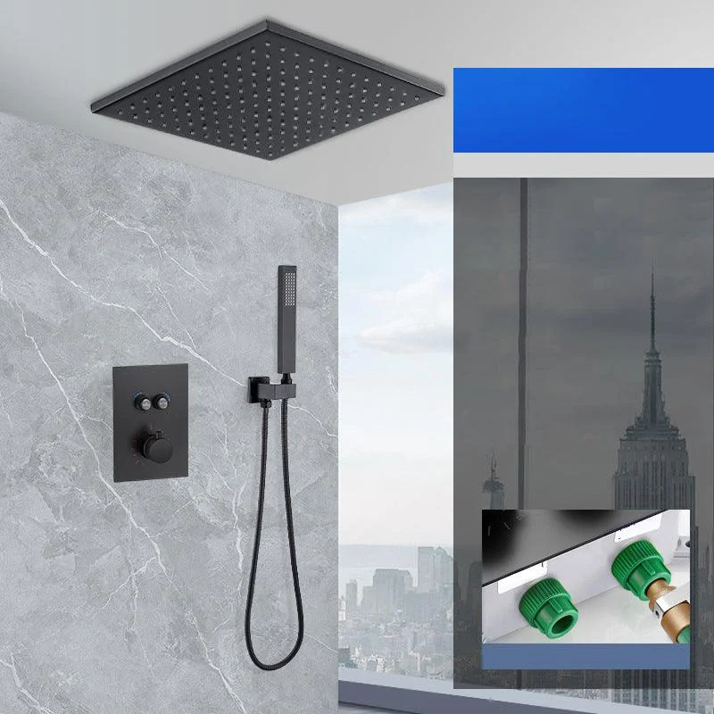 Matte Black Rain Shower System with Hand Shower Square Shower Set -Bathlova