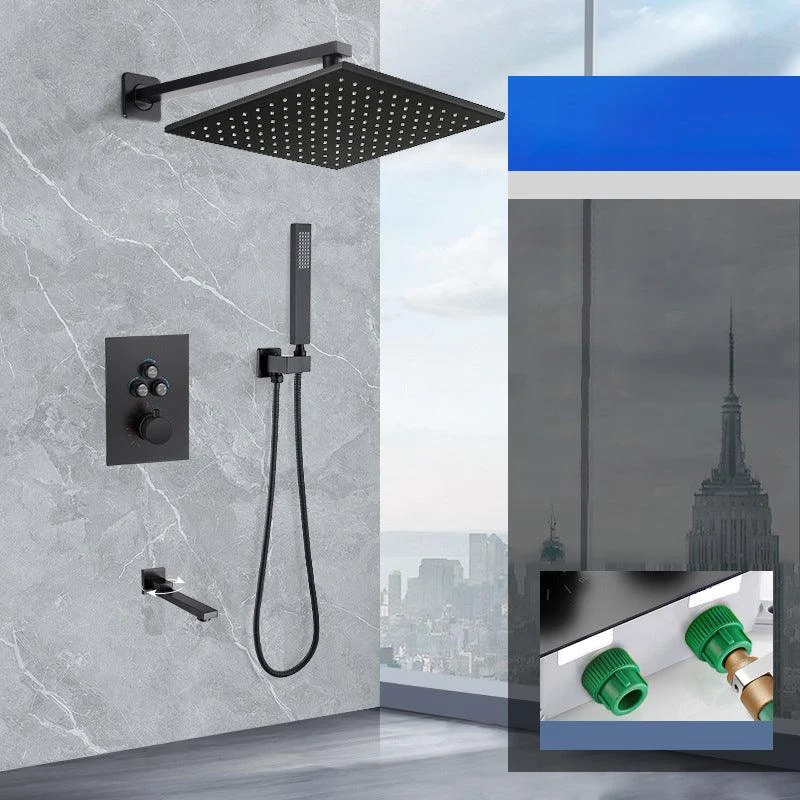 Matte Black Rain Shower System with Hand Shower Square Shower Set -Bathlova