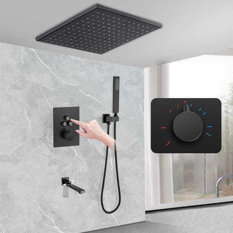 Matte Black Rain Shower System with Hand Shower Square Shower Set -Bathlova