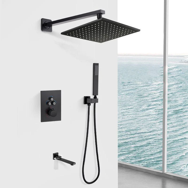 Matte Black Rain Shower System with Hand Shower Square Shower Set -Bathlova