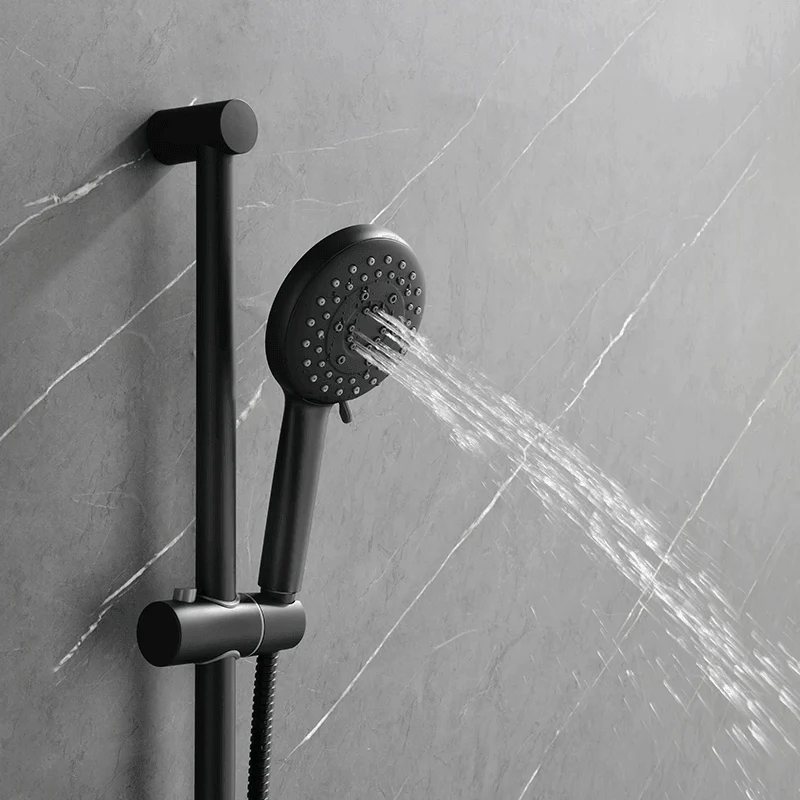 Matte Black Round 3-jet in Complete Shower System with Slide Bar Hand-Shower and Lever Handles -Bathlova