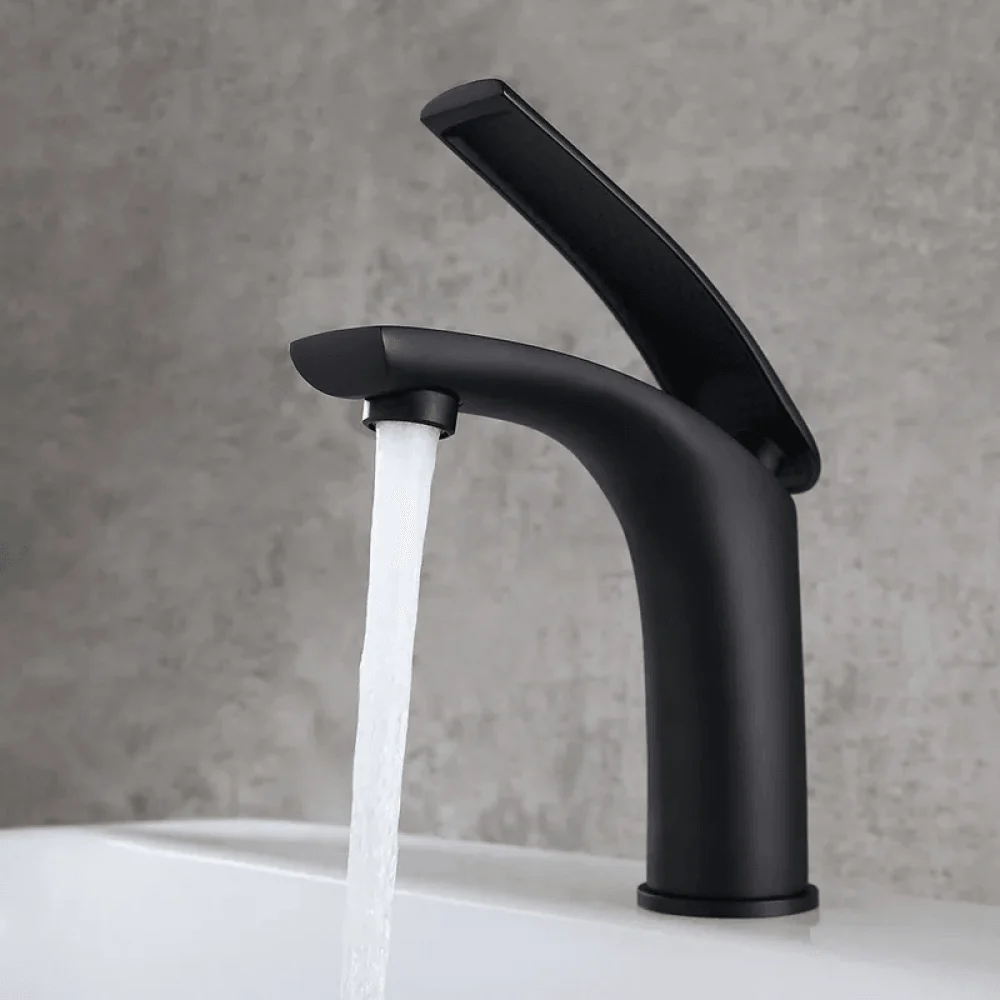 Matte Black Single Handle Bathroom Tap - Solid Brass One-Hole -Bathlova