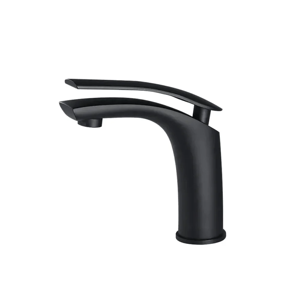 Matte Black Single Handle Bathroom Tap - Solid Brass One-Hole -Bathlova