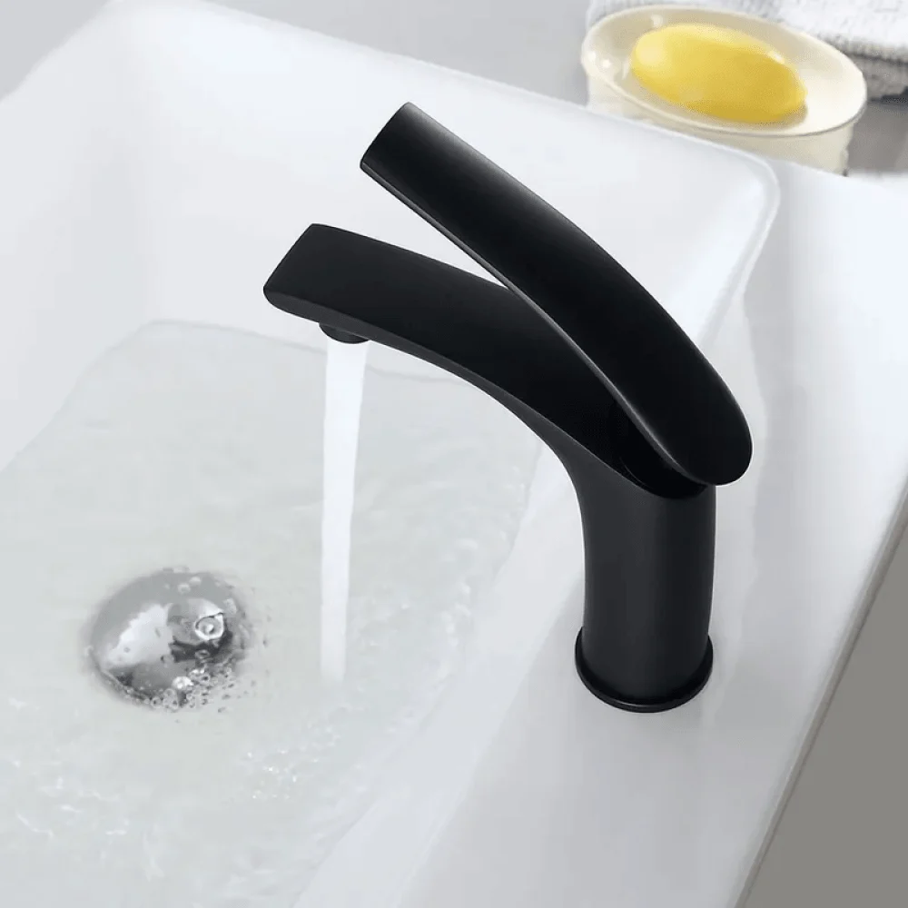 Matte Black Single Handle Bathroom Tap - Solid Brass One-Hole -Bathlova