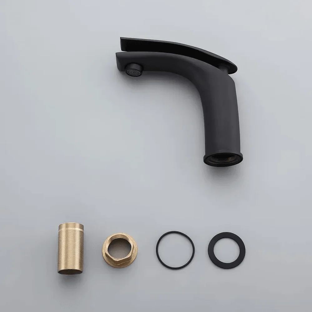 Matte Black Single Handle Bathroom Tap - Solid Brass One-Hole -Bathlova