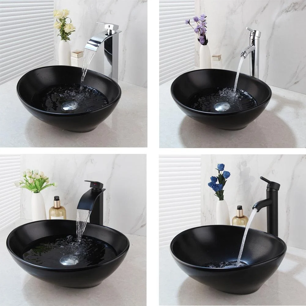 Matte Black Washbasin Lavatory Basin Bathroom Sink Tap Combo -Bathlova