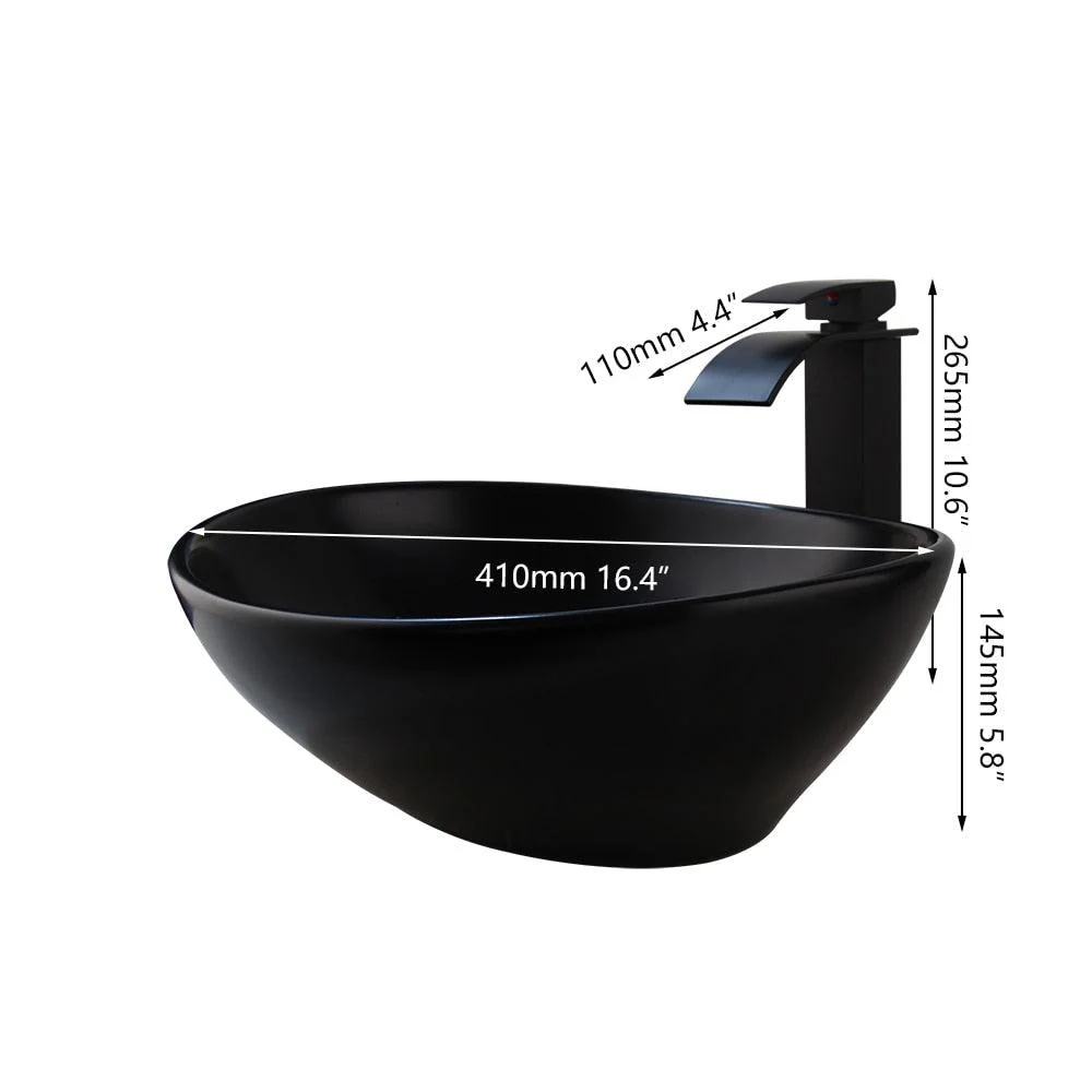 Matte Black Washbasin Lavatory Basin Bathroom Sink Tap Combo -Bathlova