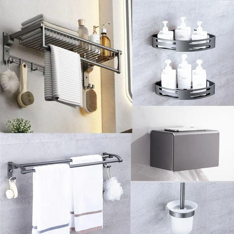 Matte Gray Bathroom Accessory Set Bath Shelf/Towel Bar & Paper Holder Included -Bathlova