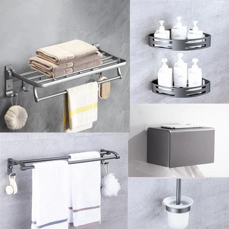 Matte Gray Bathroom Accessory Set Bath Shelf/Towel Bar & Paper Holder Included -Bathlova