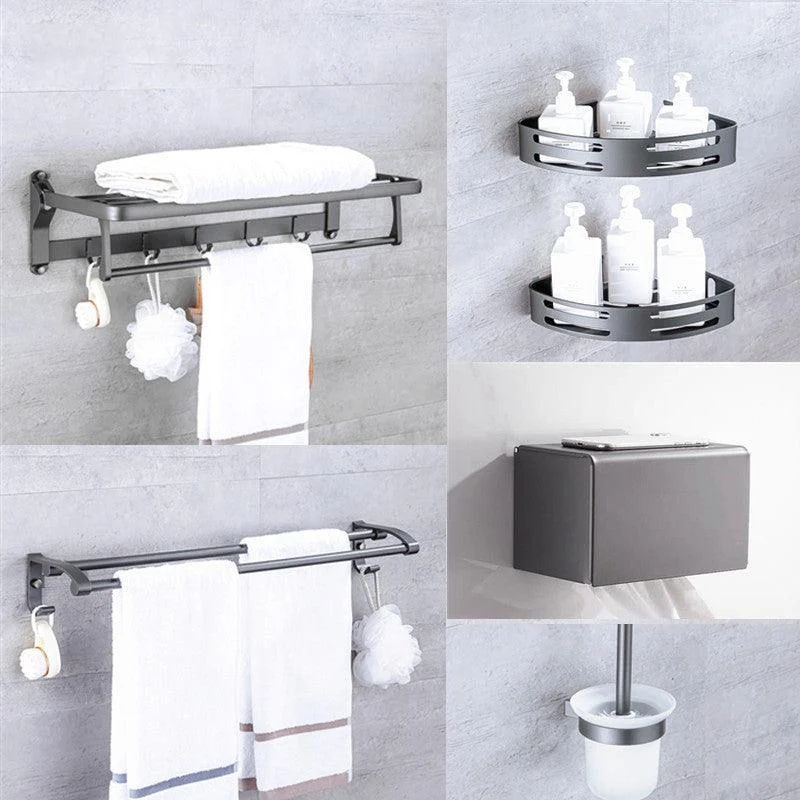 Matte Gray Bathroom Accessory Set Bath Shelf/Towel Bar & Paper Holder Included -Bathlova