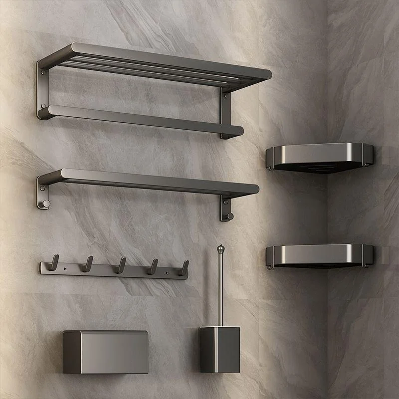 Matte Gray Bathroom Hardware Set Modern Bathroom Accessory Kit -Bathlova