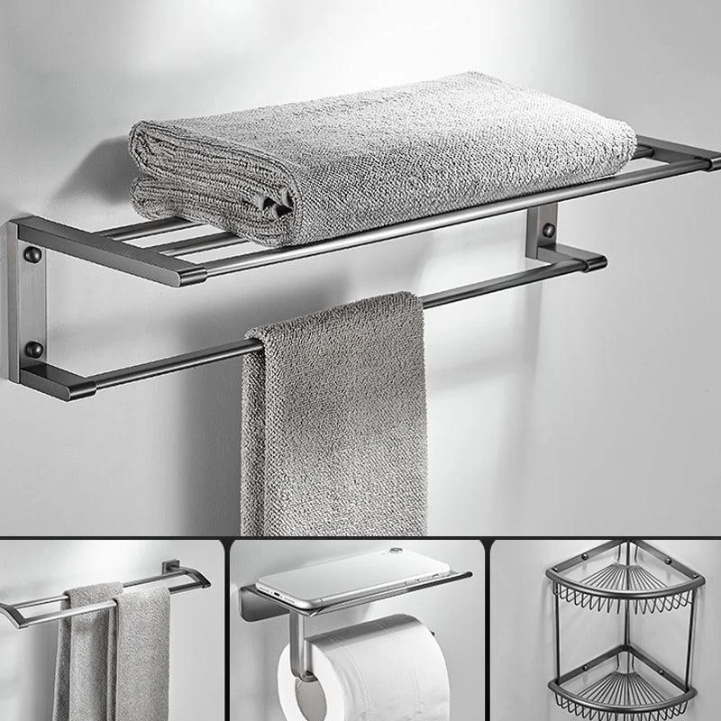 Matte Gray Bathroom Set Metal Bathroom Accessories Hardware Set -Bathlova