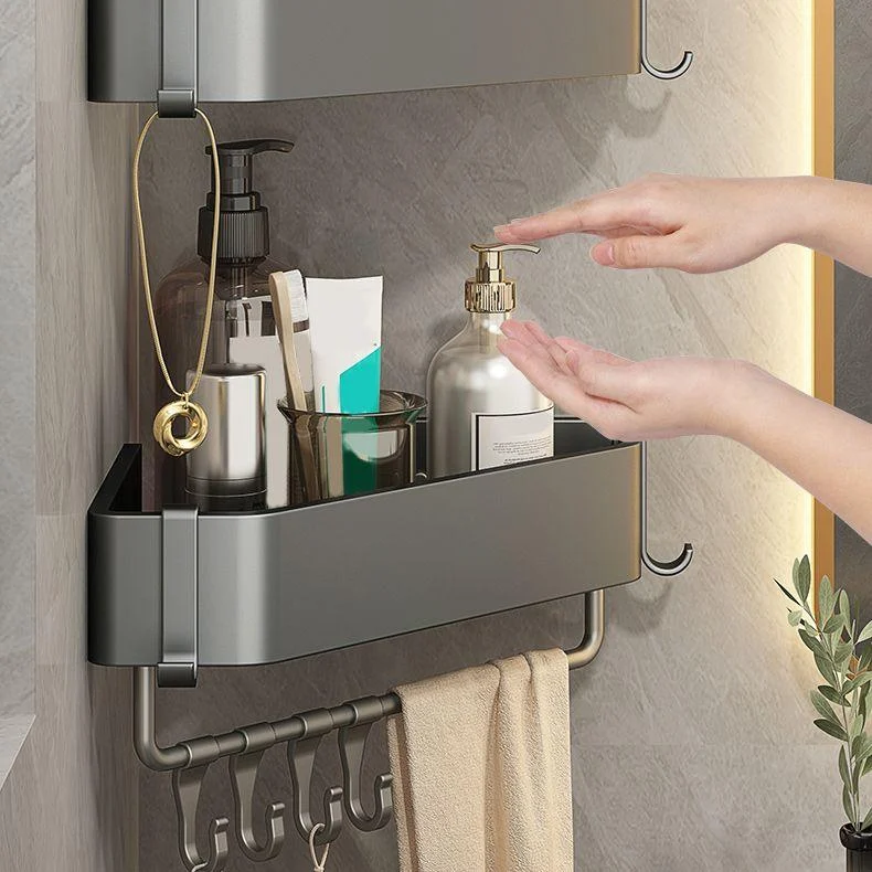 Matte Grey Bathroom Accessory Set Modern 3 - Piece Bath Shelf -Bathlova