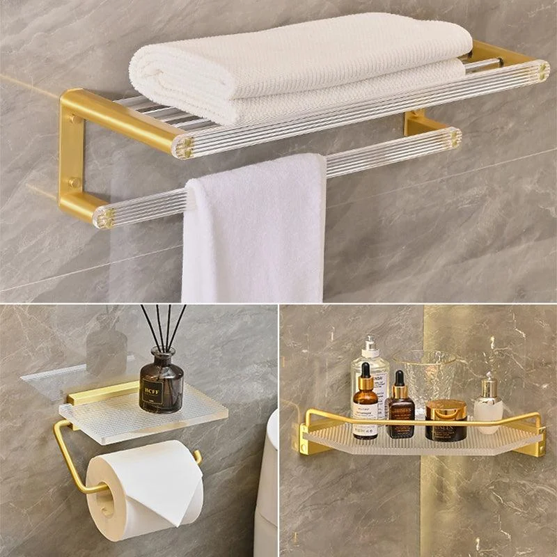 Metal and Acrylic Bathroom Accessory as Individual or as a Set in Gold -Bathlova