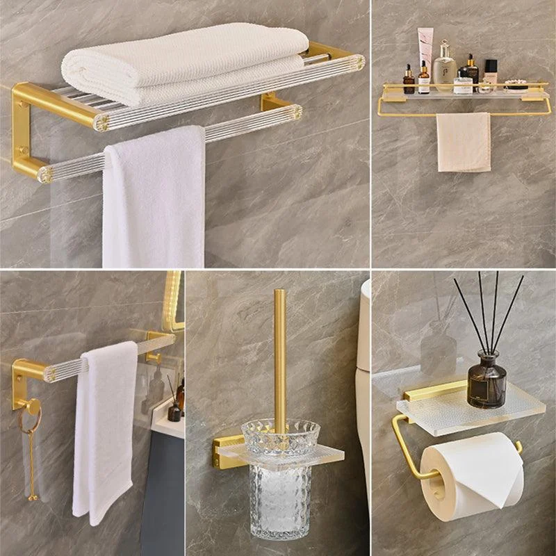 Metal and Acrylic Bathroom Accessory as Individual or as a Set in Gold -Bathlova