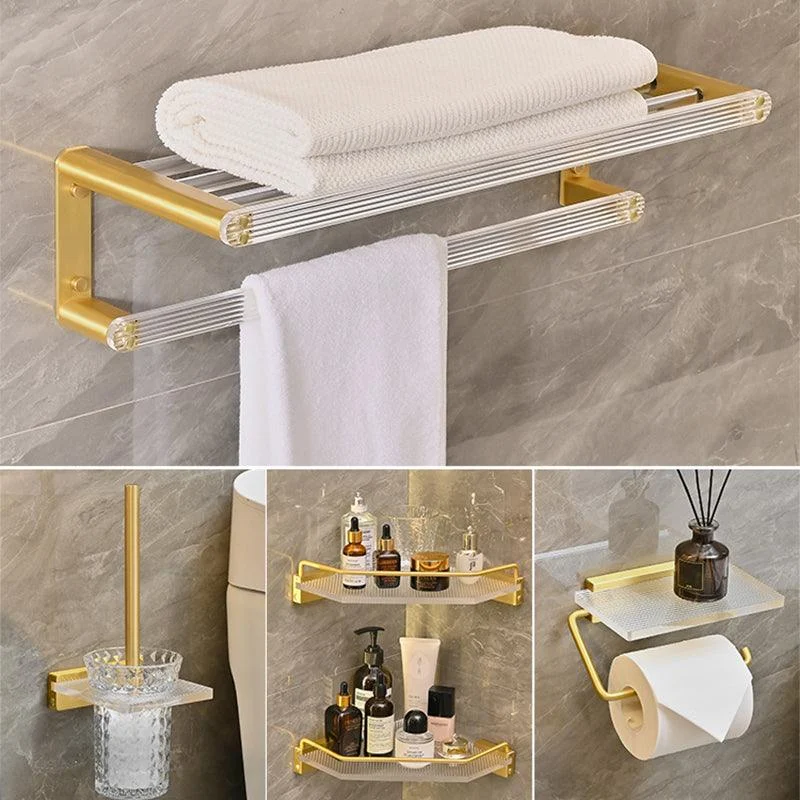 Metal and Acrylic Bathroom Accessory as Individual or as a Set in Gold -Bathlova