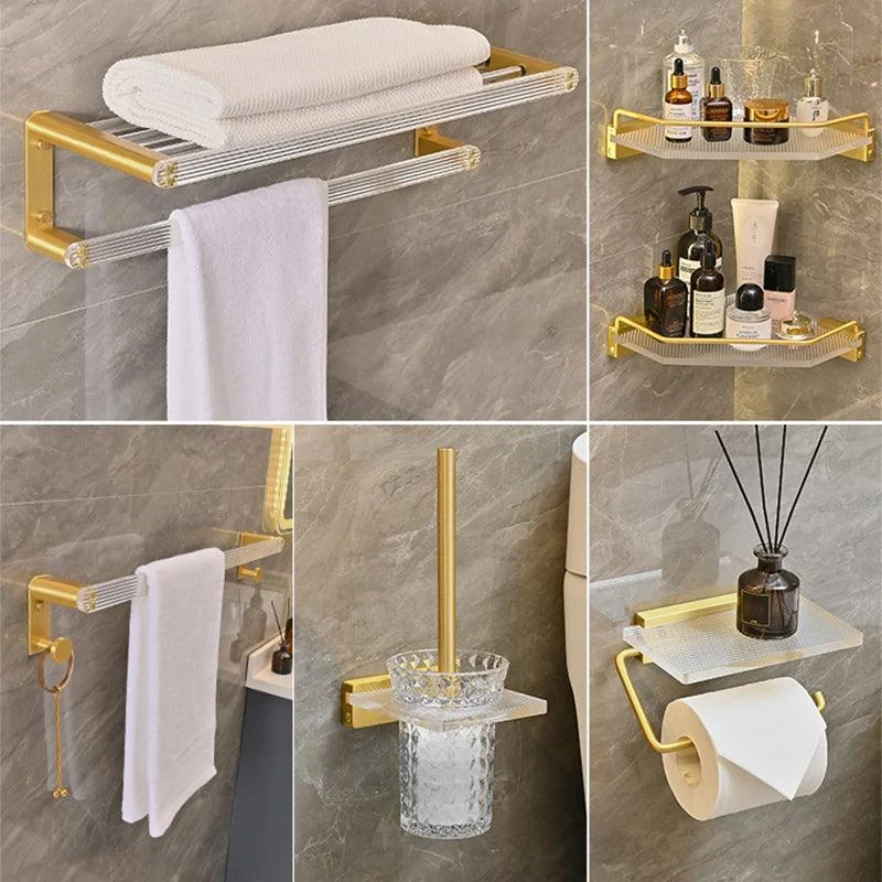 Metal and Acrylic Bathroom Accessory as Individual or as a Set in Gold -Bathlova