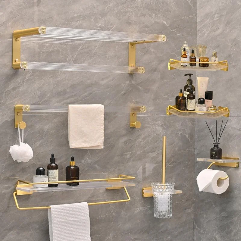 Metal and Acrylic Bathroom Accessory as Individual or as a Set in Gold -Bathlova