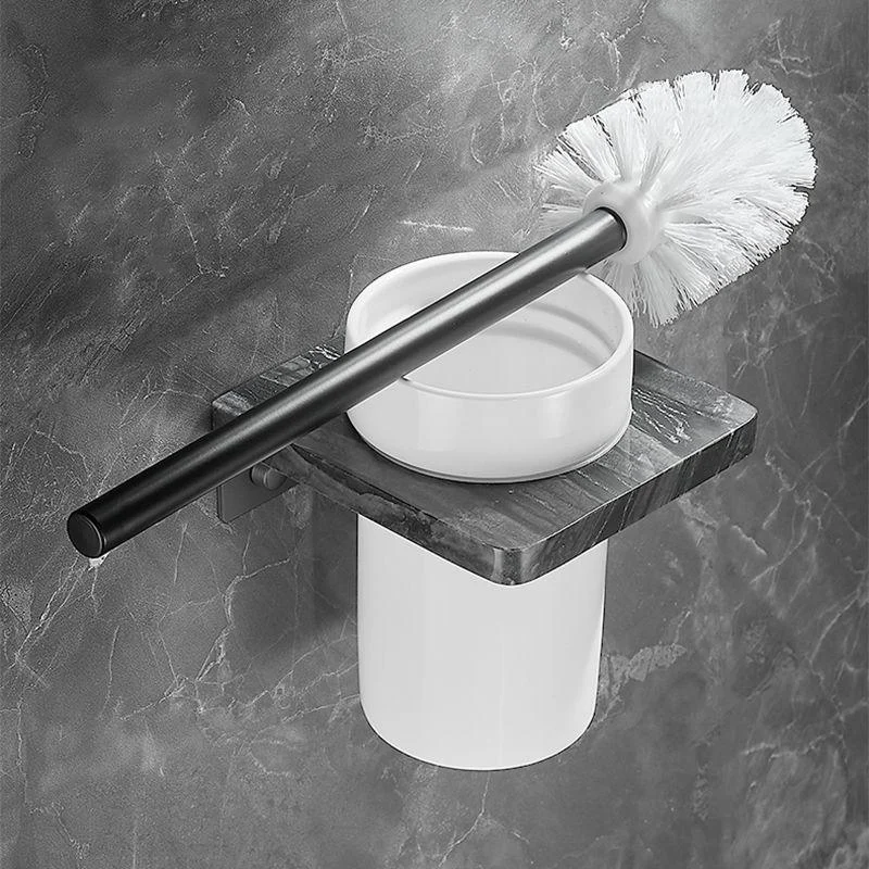 Metal and Marble Bathroom Accessory as Individual or as a Set in Black -Bathlova