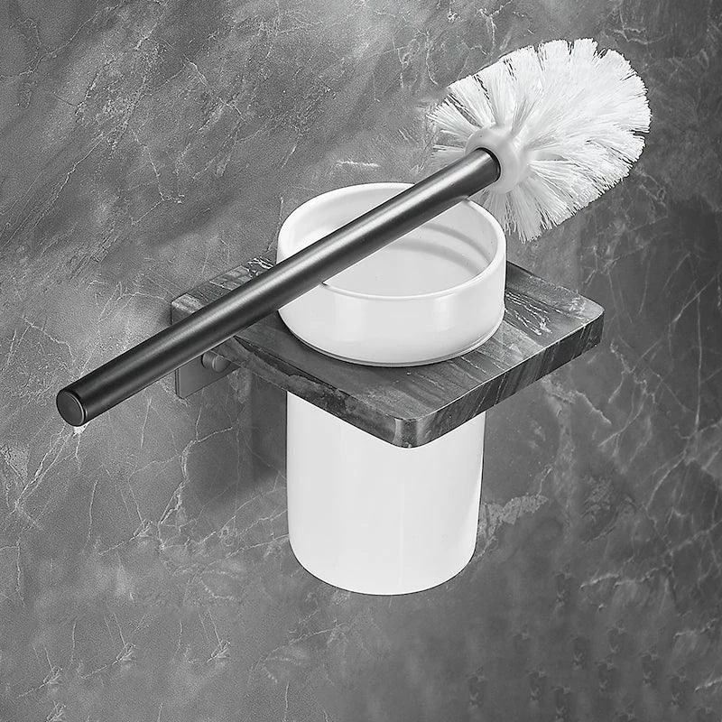 Metal and Marble Bathroom Accessory as Individual or as a Set in Black -Bathlova