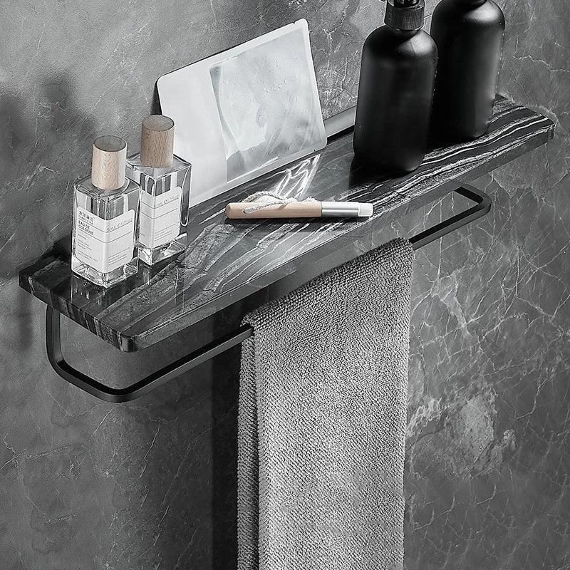 Metal and Marble Bathroom Accessory as Individual or as a Set in Black -Bathlova