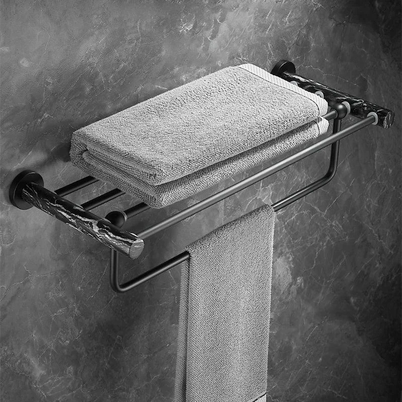 Metal and Marble Bathroom Accessory as Individual or as a Set in Black -Bathlova