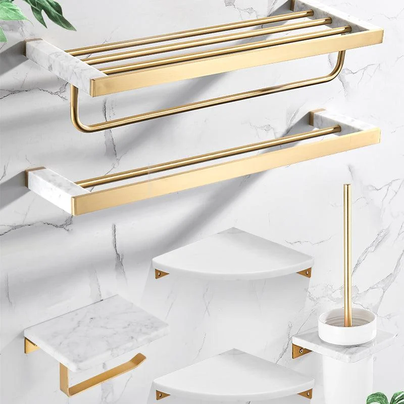 Metal and Marble Bathroom Accessory as Individual or as a Set in Gold -Bathlova