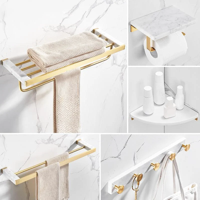 Metal and Marble Bathroom Accessory as Individual or as a Set in Gold -Bathlova