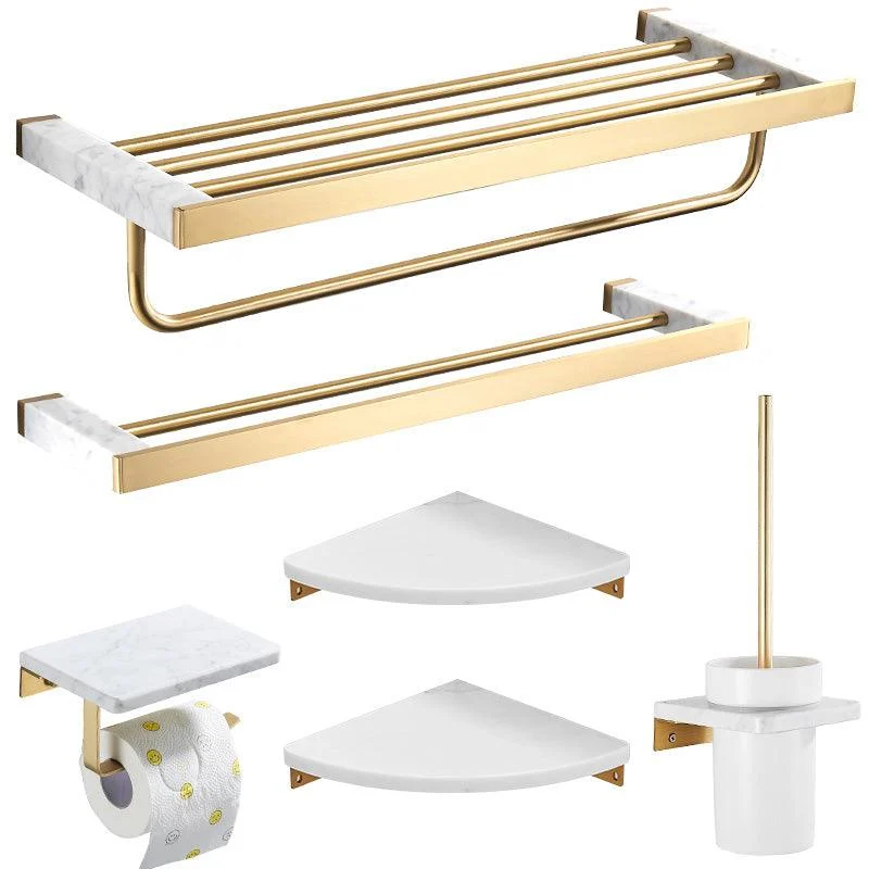 Metal and Marble Bathroom Accessory as Individual or as a Set in Gold -Bathlova