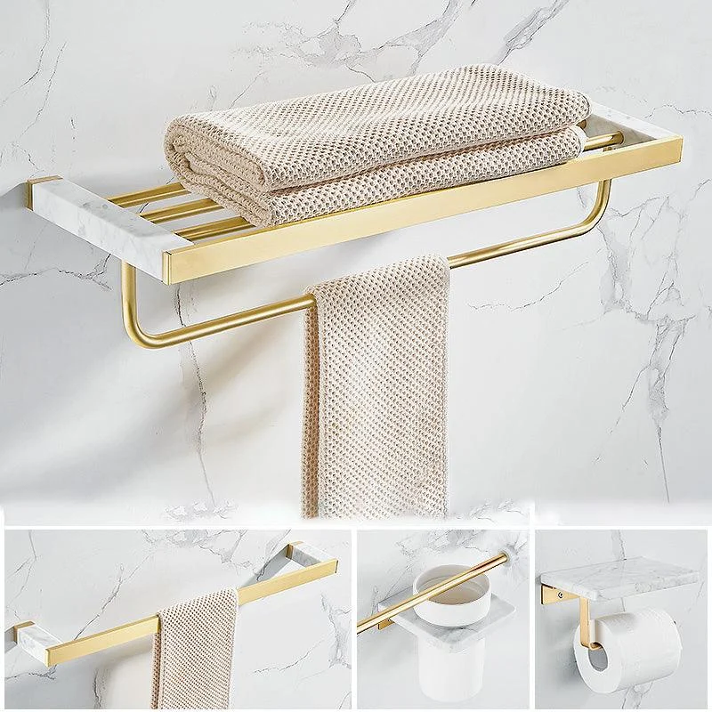 Metal and Marble Bathroom Accessory as Individual or as a Set in Gold -Bathlova