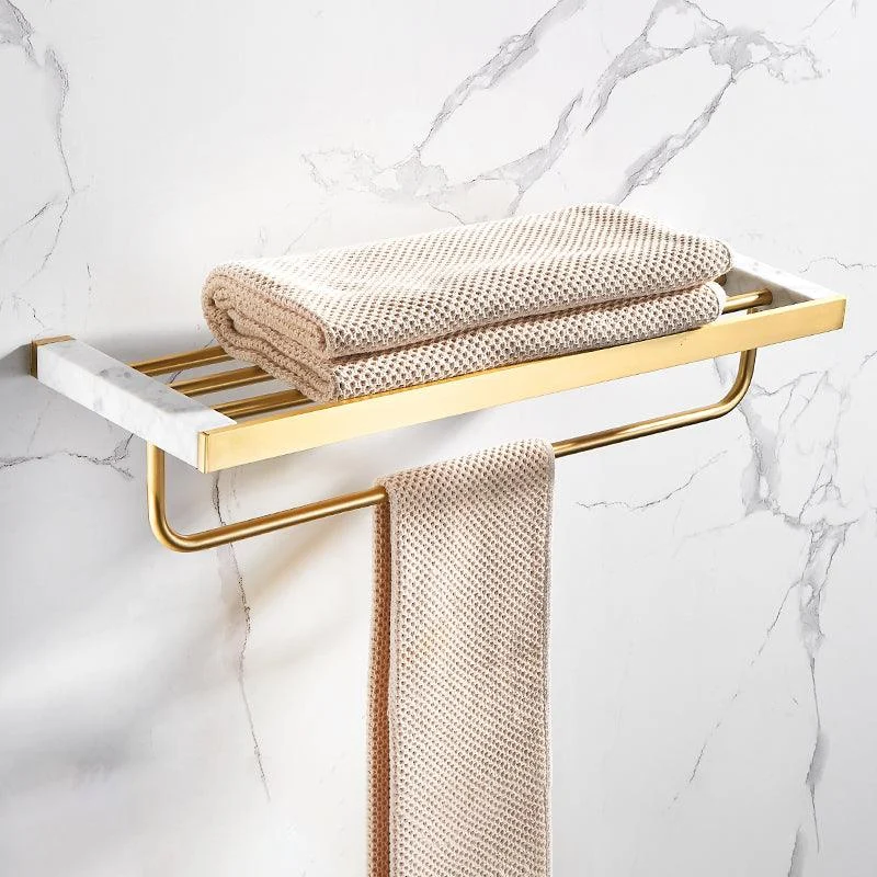 Metal and Marble Bathroom Accessory as Individual or as a Set in Gold -Bathlova