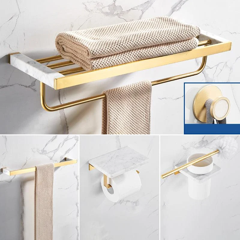 Metal and Marble Bathroom Accessory as Individual or as a Set in Gold -Bathlova